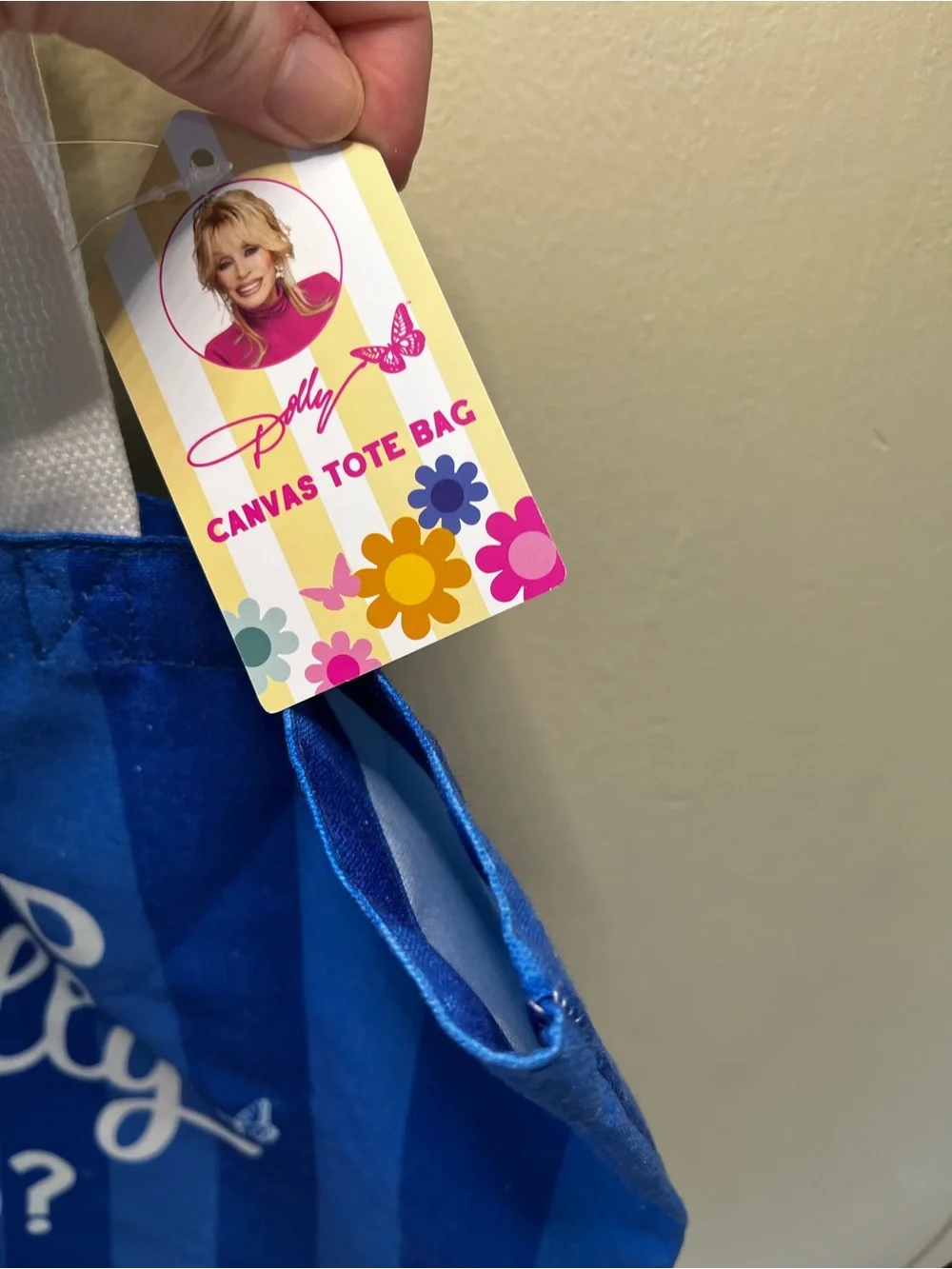 Dolly Parton What Would Dolly Do? Blue Stripe Tote Vinyl Tablecloth Pot Holders